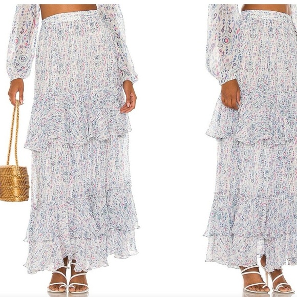 Rococo Sand 2-piece bandeau top with maxi tiered skirt, fits Small, Boho Hippie - Picture 3 of 15